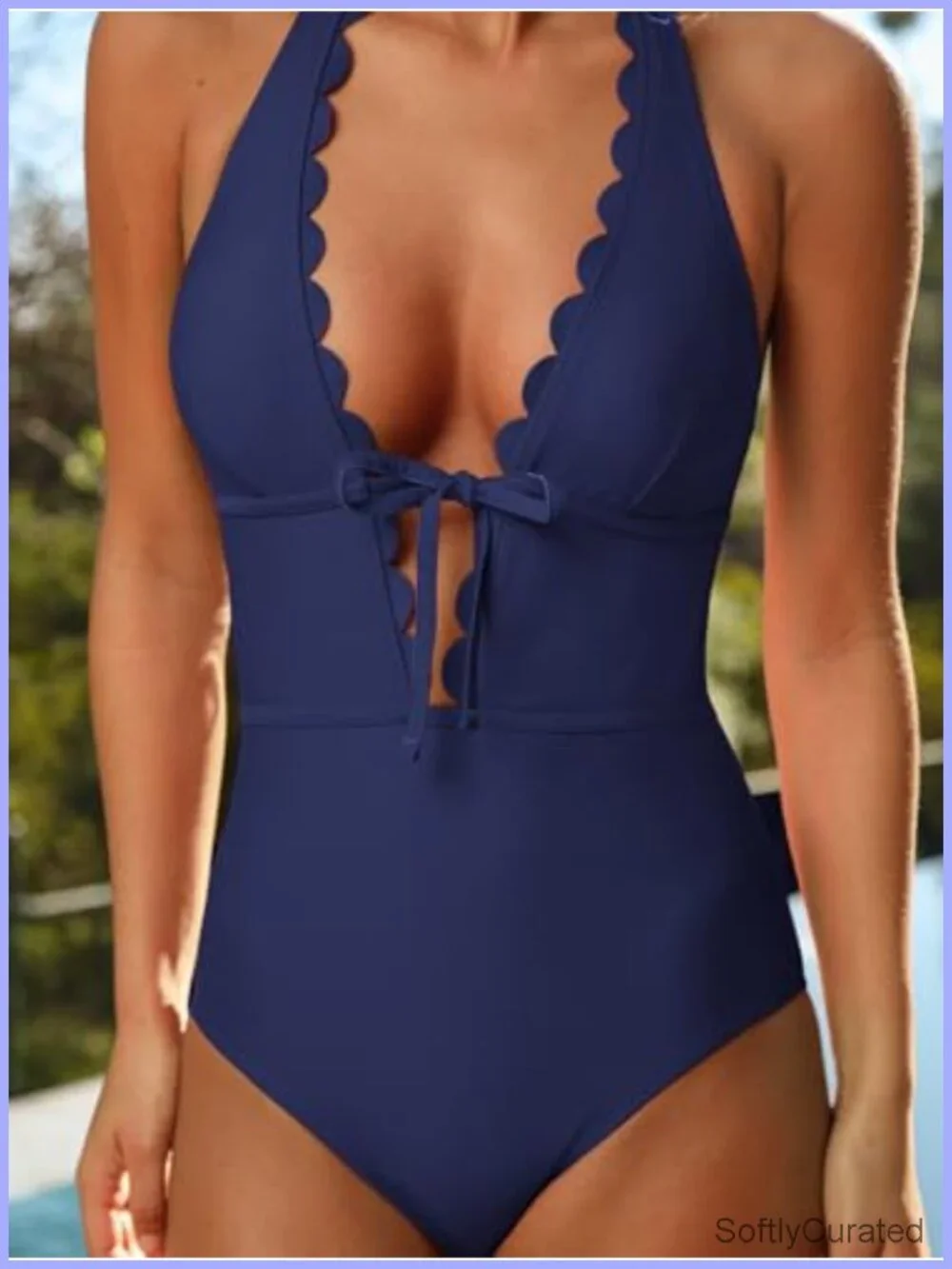 Deep V Neck Cutout One Piece Swimsuit with Removable Cups